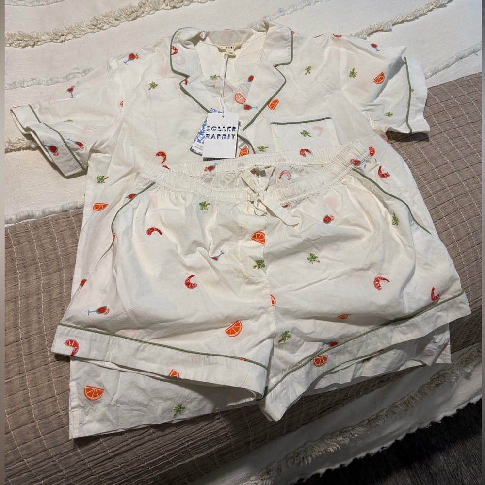 Roller Rabbit Cream Brunch Club Polo Print